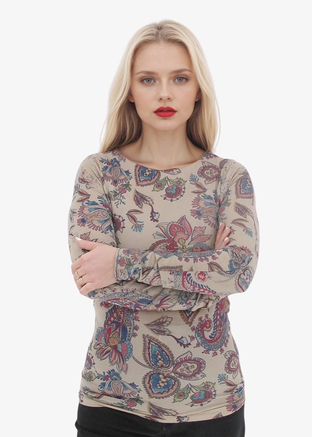 Paisley Second Skin Raw Edge Top