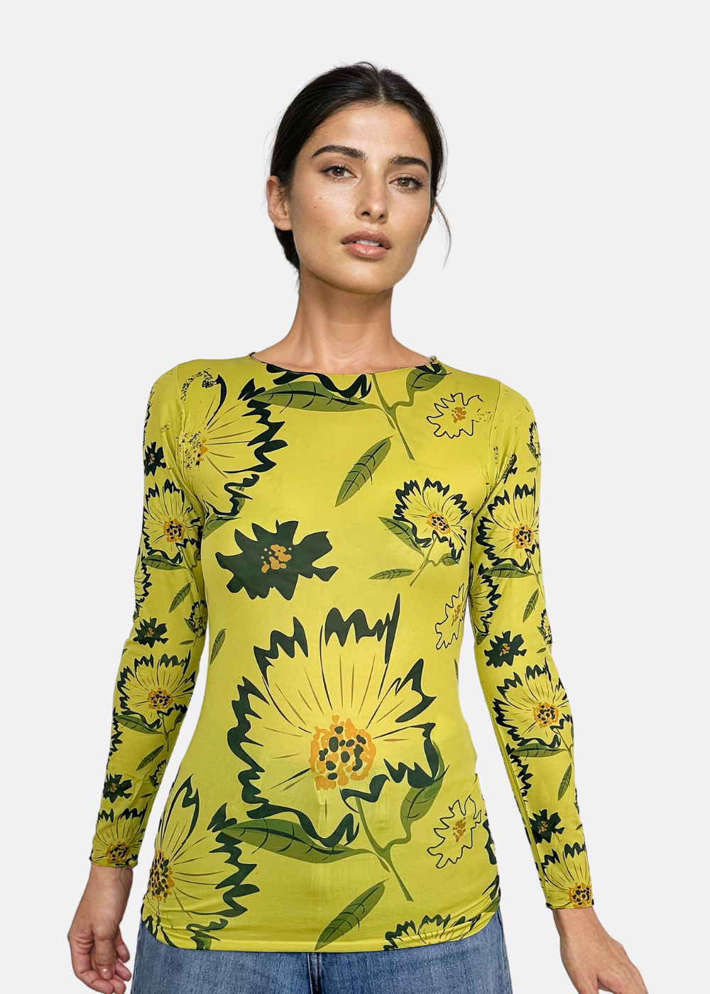 Daisies Second Skin Raw Edge Top - In Stock