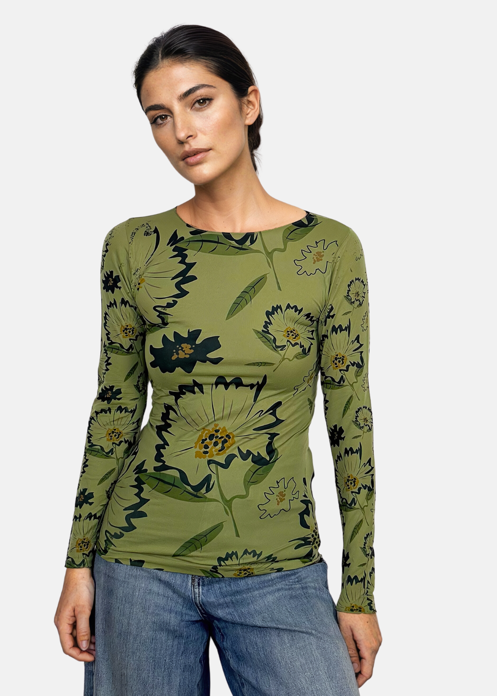 Daisies Second Skin Raw Edge Top - In Stock