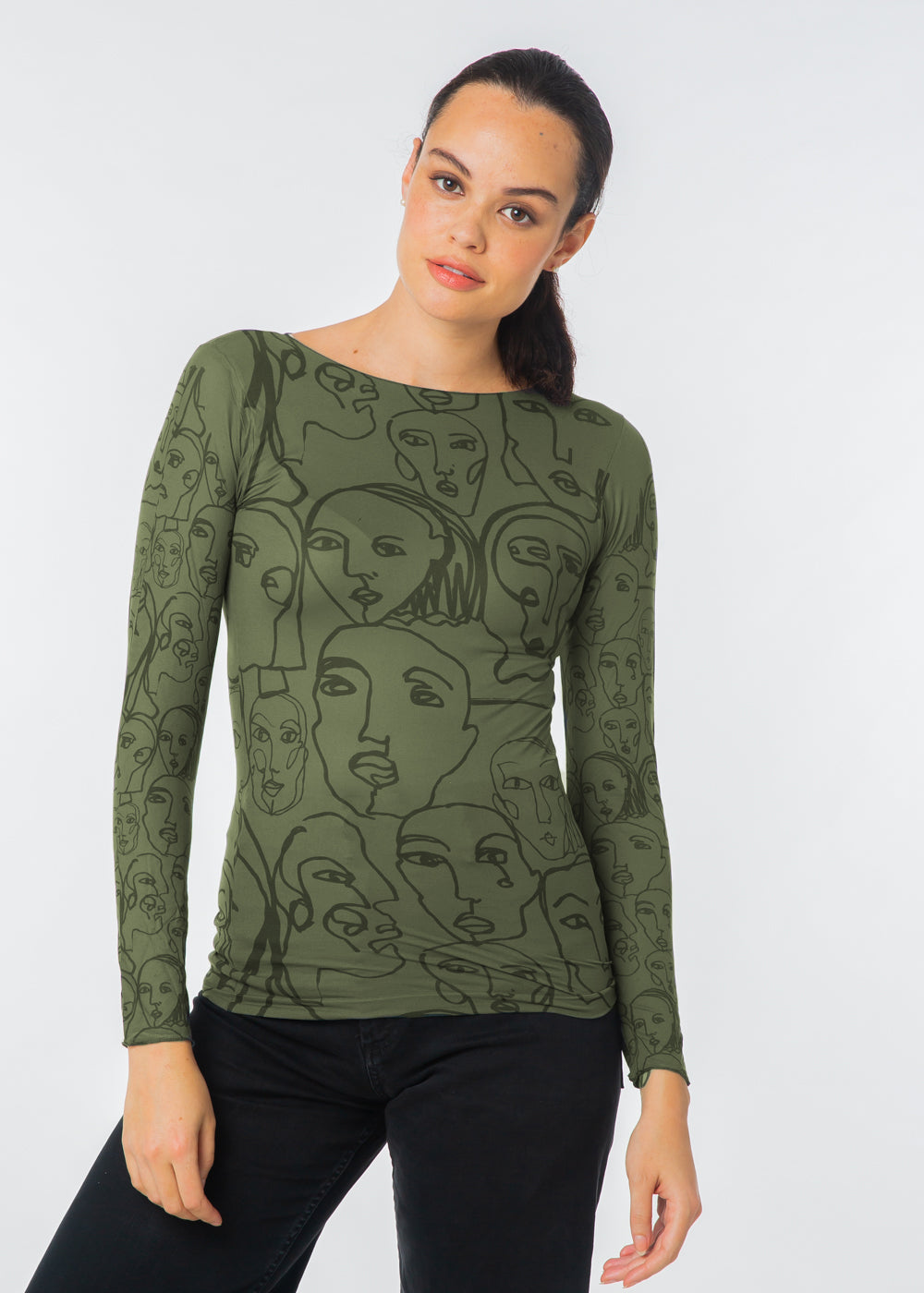 Line Faces Raw Edge Second Skin Top - In Stock