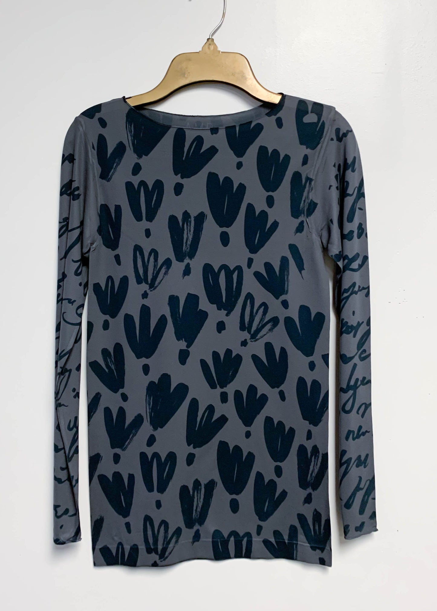 Floral Calligraphy Second Skin Raw Edge Top - In Stock