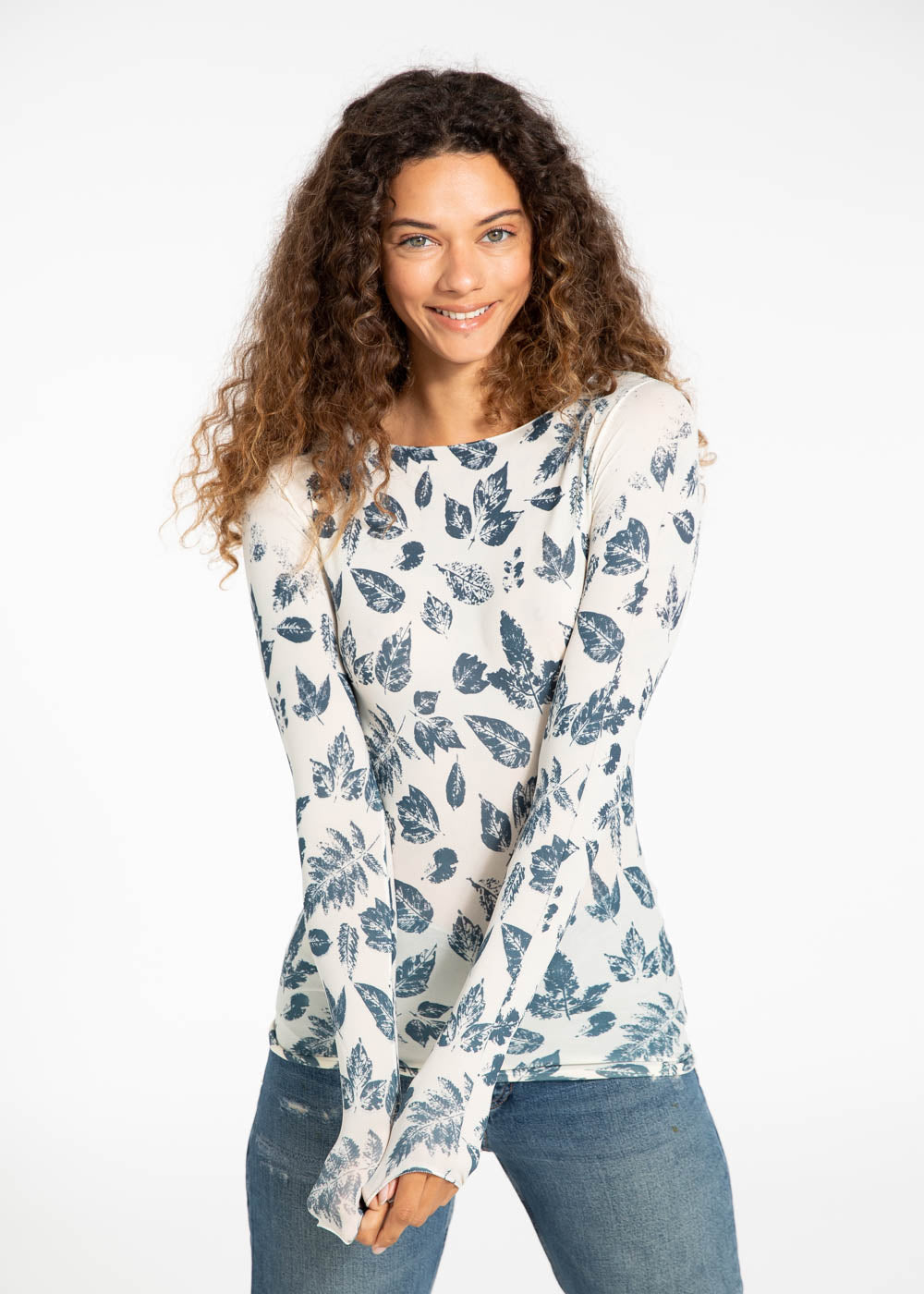 Leaf Emboss Second Skin Raw Edge Top - In Stock
