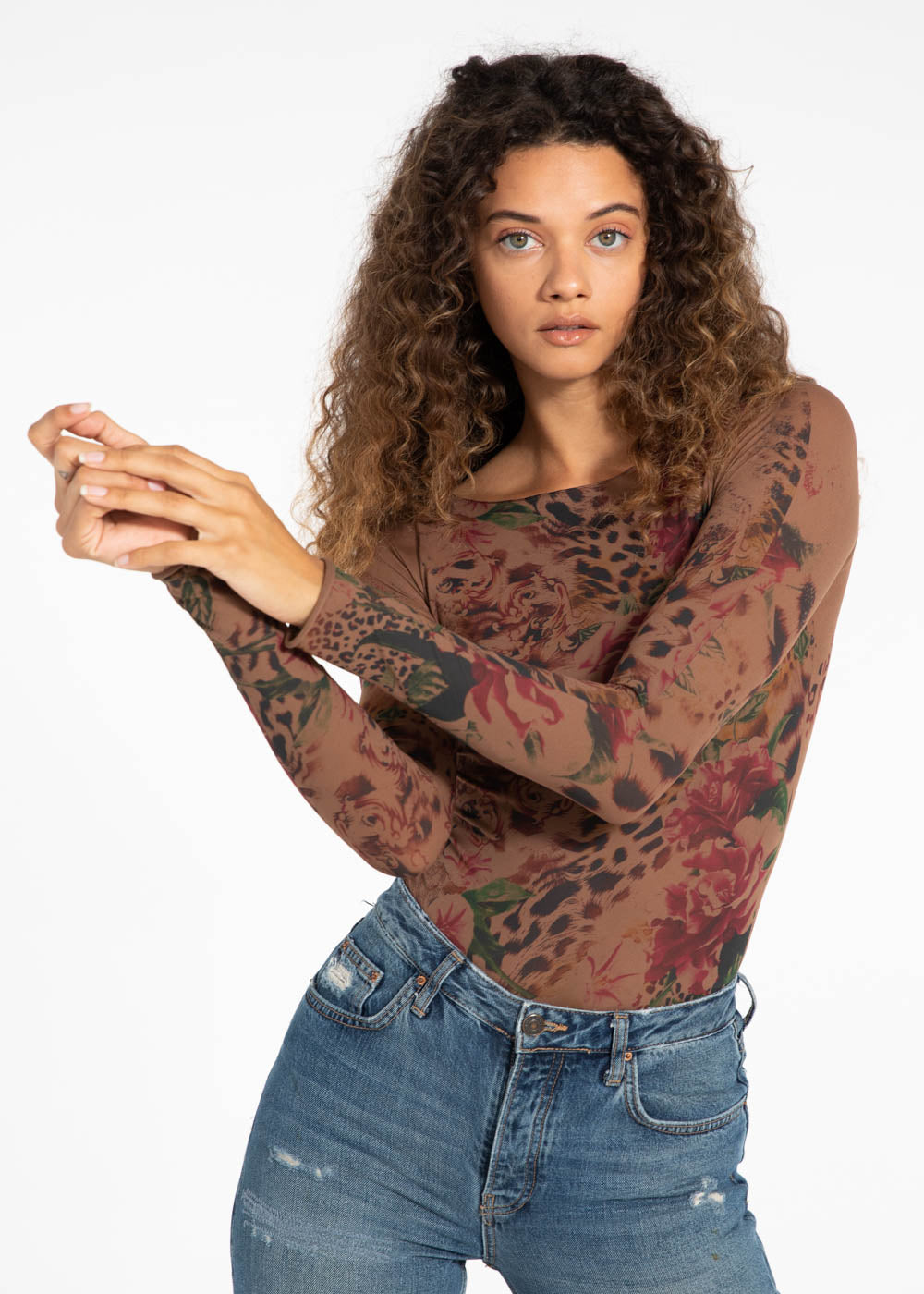 Feline Rose Second Skin Raw Edge Top - In Stock