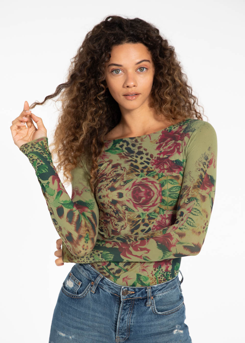 Feline Rose Second Skin Raw Edge Top - In Stock