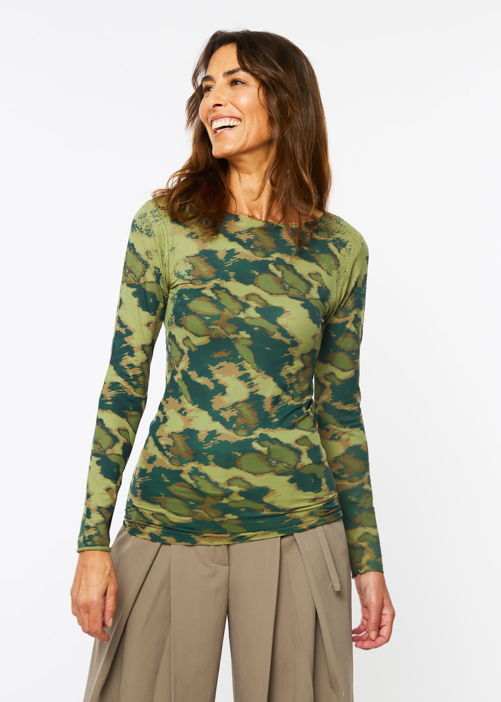 Camo Art Second Skin Raw Edge Top - In Stock