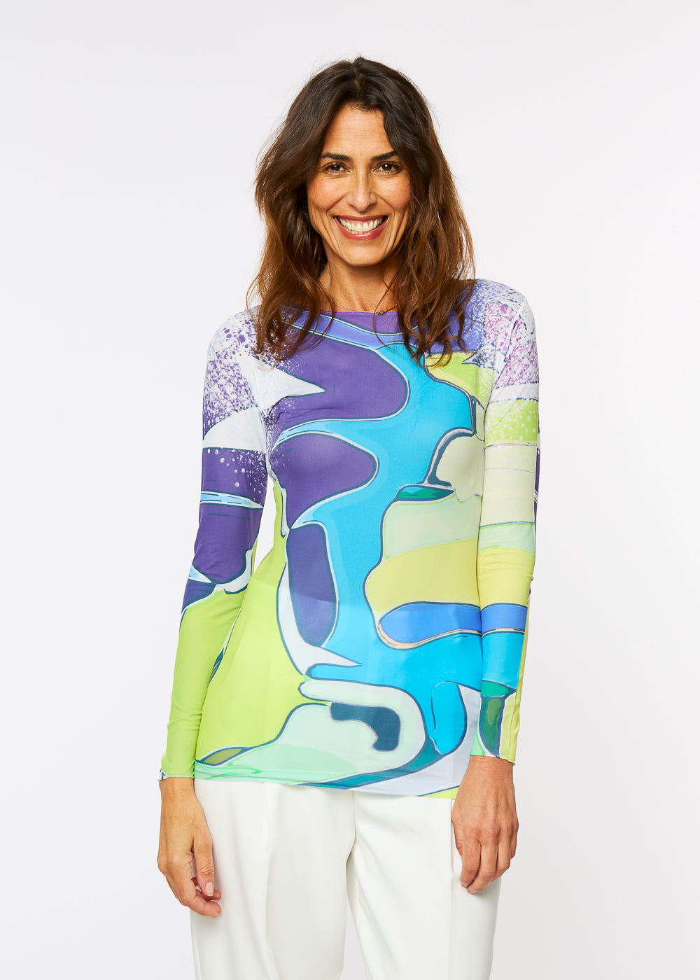 Aqua Waves Raw Edge Second Skin Top - In Stock