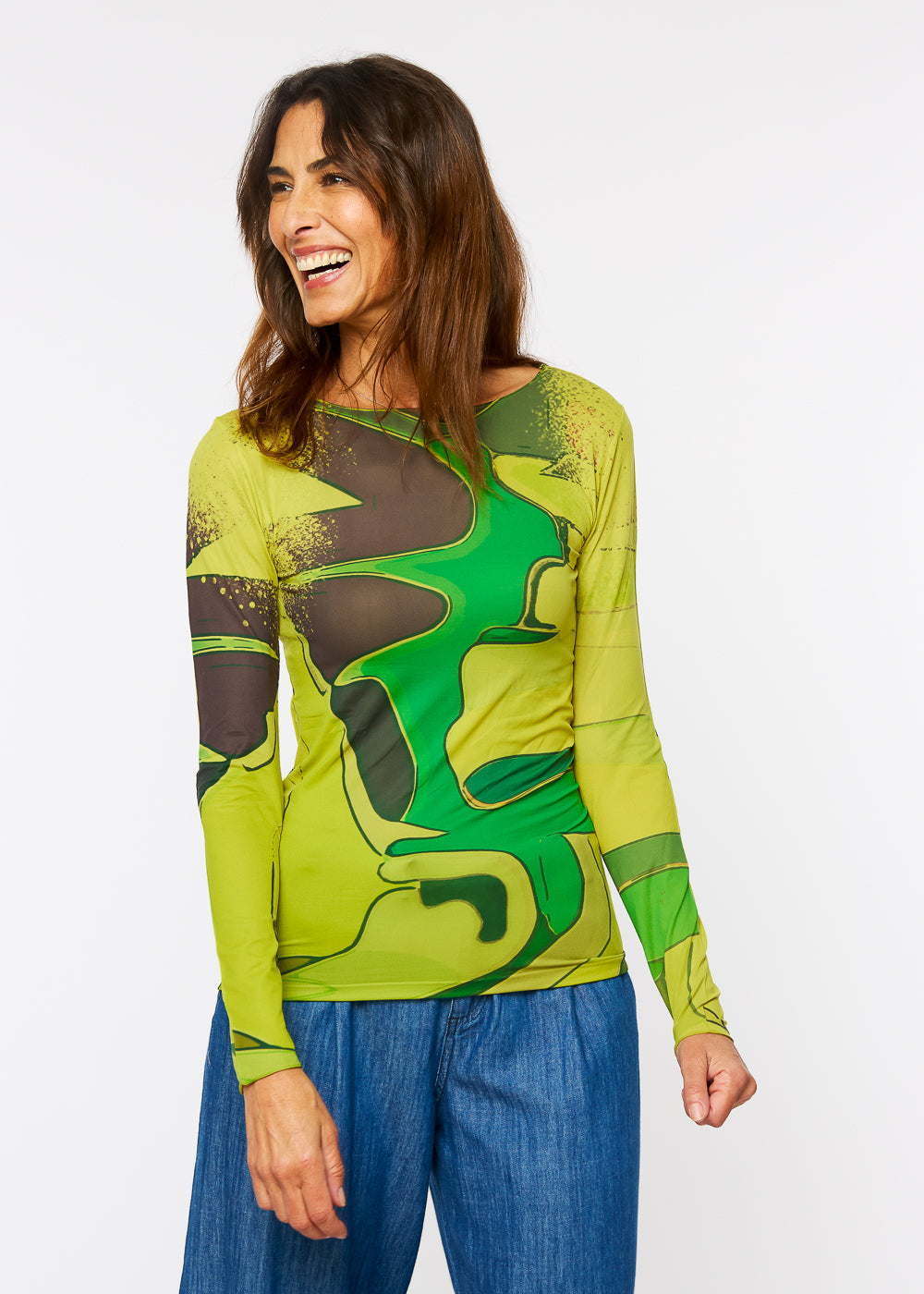 Aqua Waves Raw Edge Second Skin Top