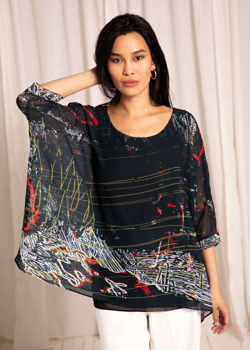 Capri Poncho in Interruption - In Stock