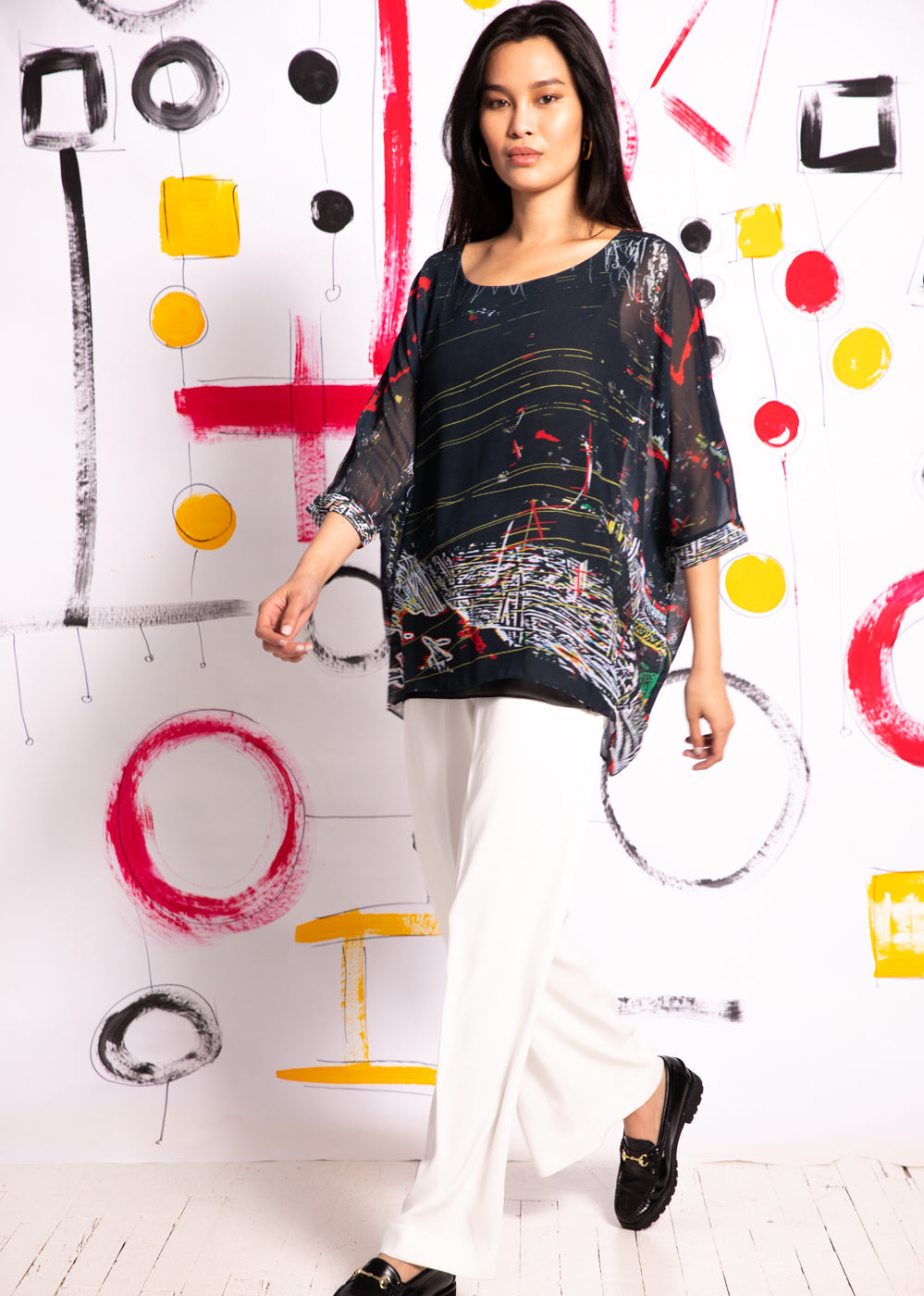 Capri Poncho in Interruption - In Stock