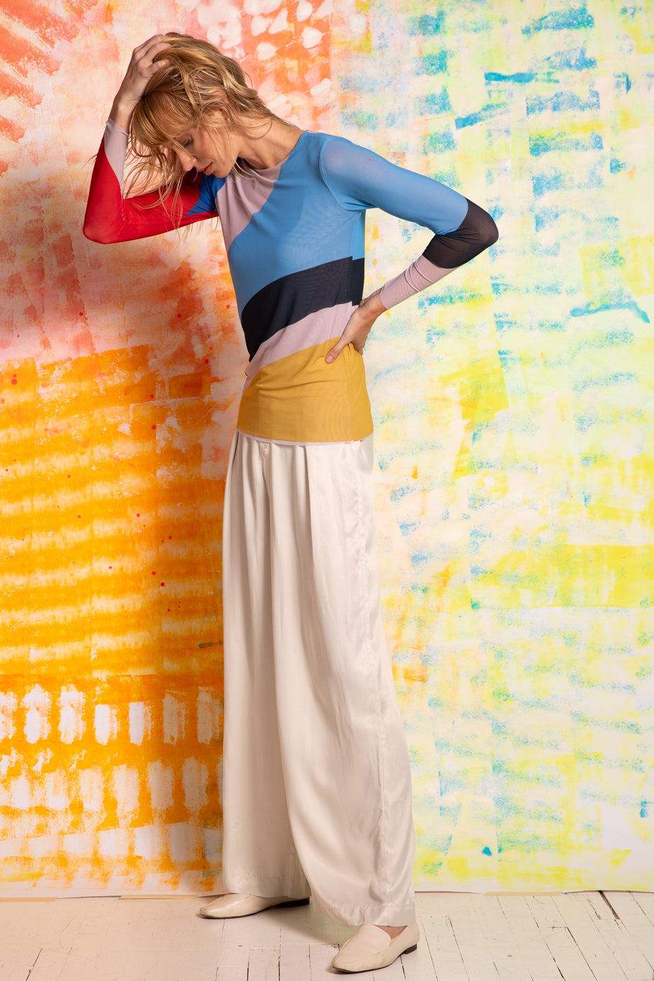 Color Block - Florence Double Sheer Top - In Stock