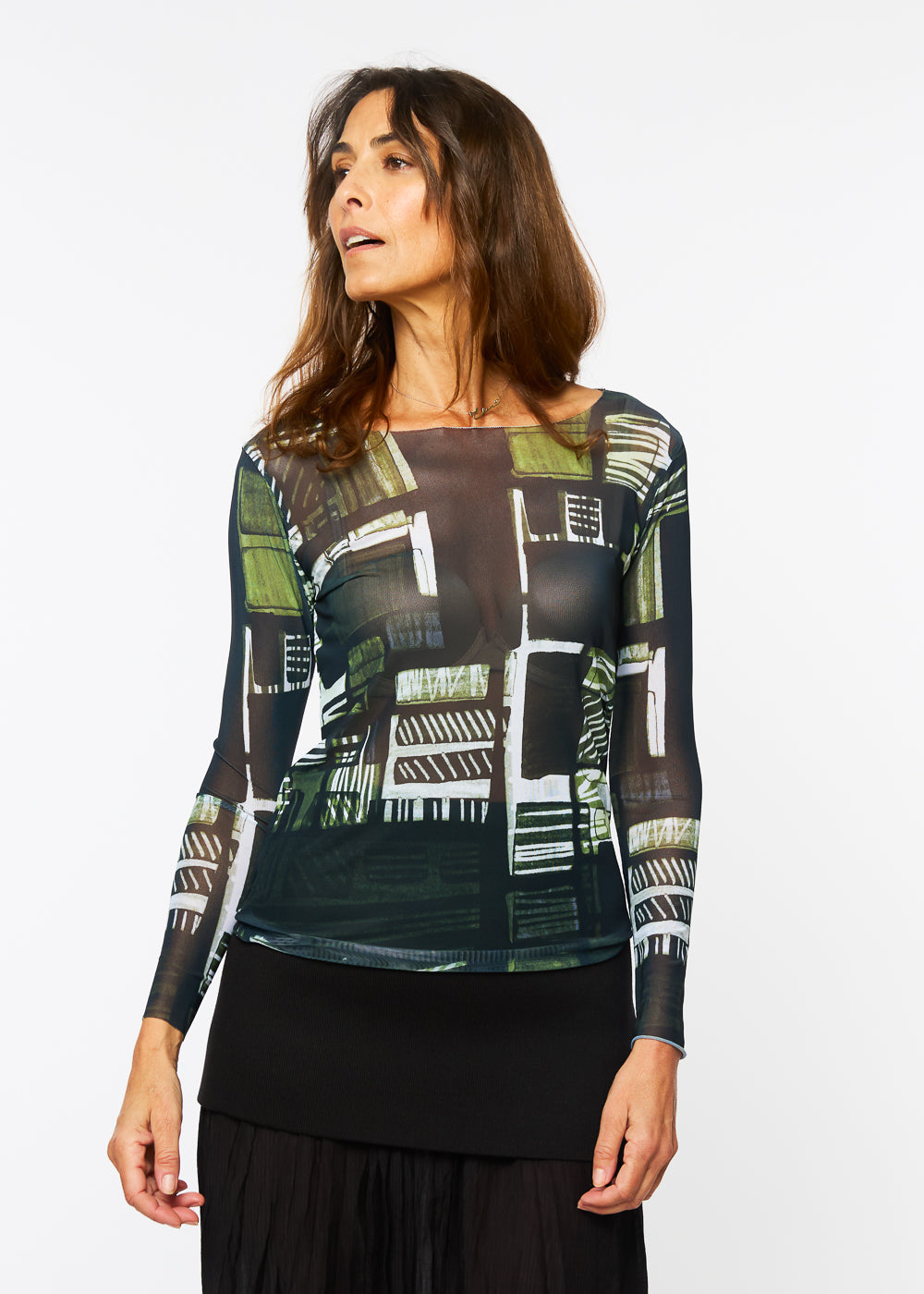 Green Maze - NudiTee Sheer Top