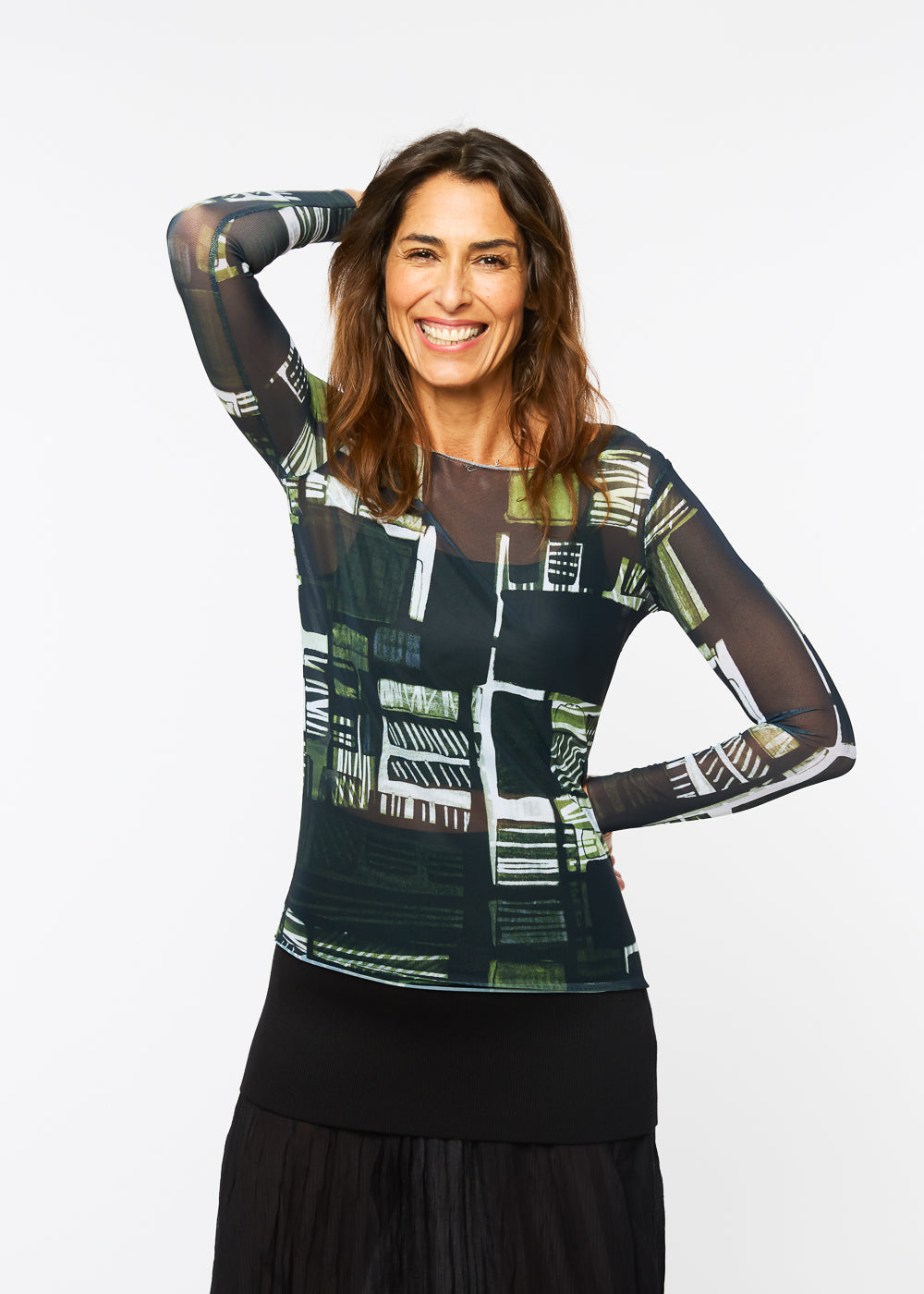 Green Maze - NudiTee Sheer Top - In Stock