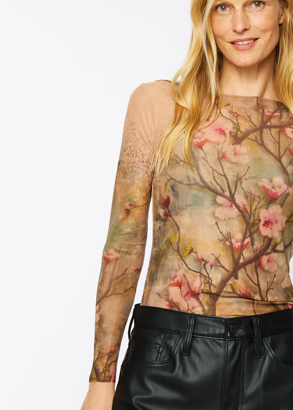 Cherry Blossom - Nudi Ink Mesh Top