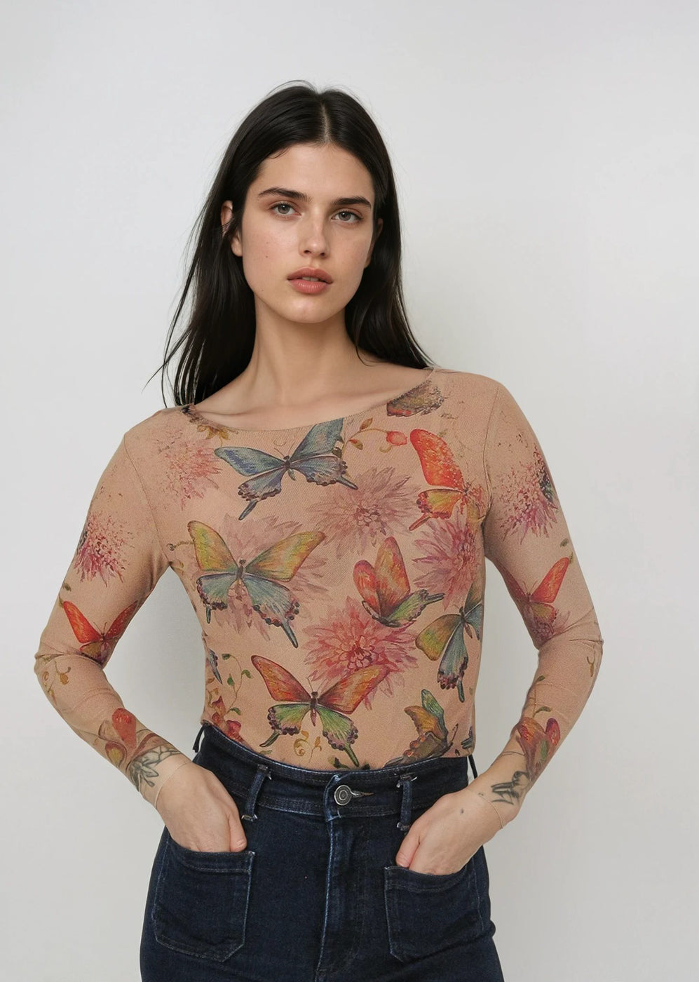 Butterflies - Nudi Ink Mesh Top