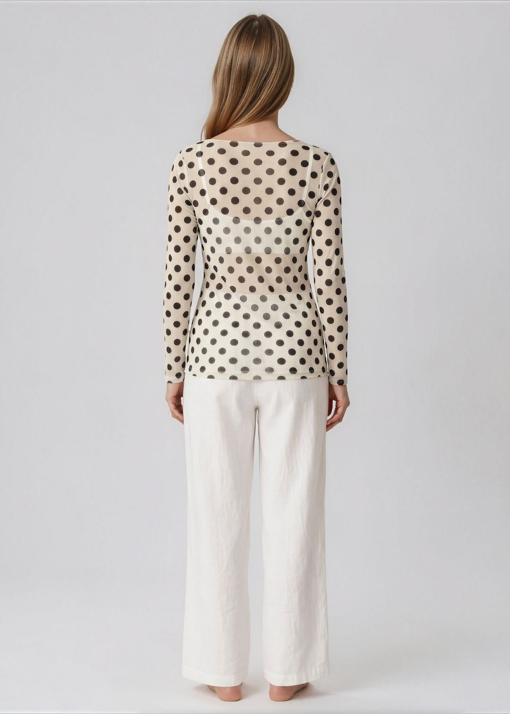 Polka Dot on Off-White - NudiTee Sheer Top