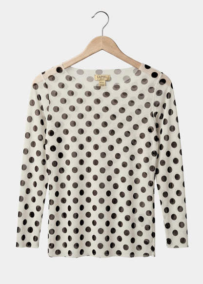 Polka Dot on Off-White - NudiTee Sheer Top
