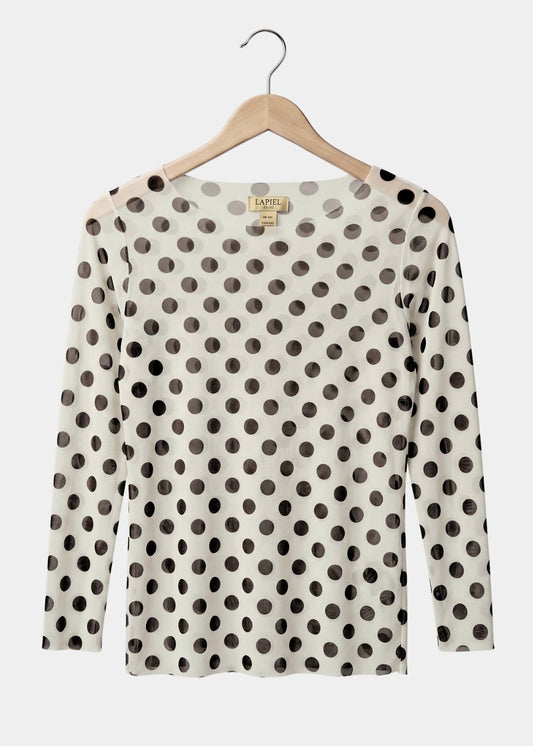 Polka Dot on Off-White - NudiTee Sheer Top
