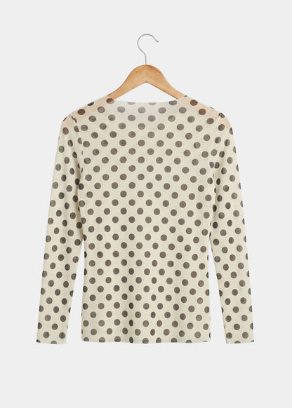 Polka Dot on Off-White - NudiTee Sheer Top