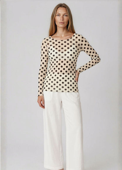 Polka Dot on Off-White - NudiTee Sheer Top