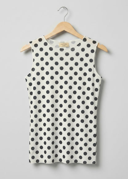 Polka Dot on Off-White - Florence Mesh Tank Top