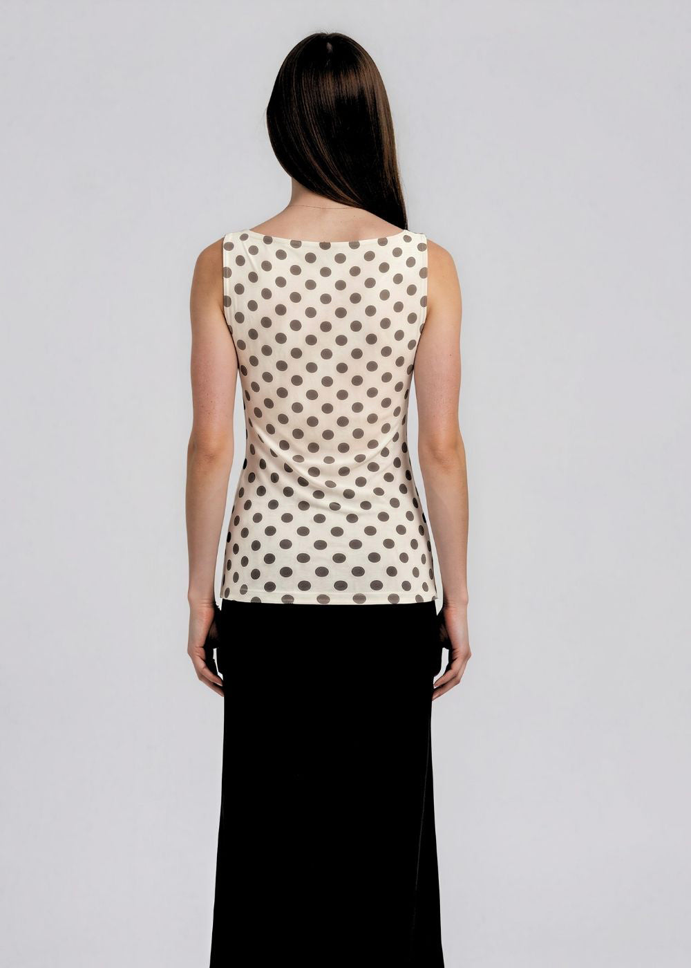 Polka Dot on Off-White - Florence Mesh Tank Top