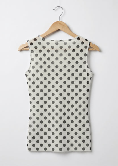 Polka Dot on Off-White - Florence Mesh Tank Top