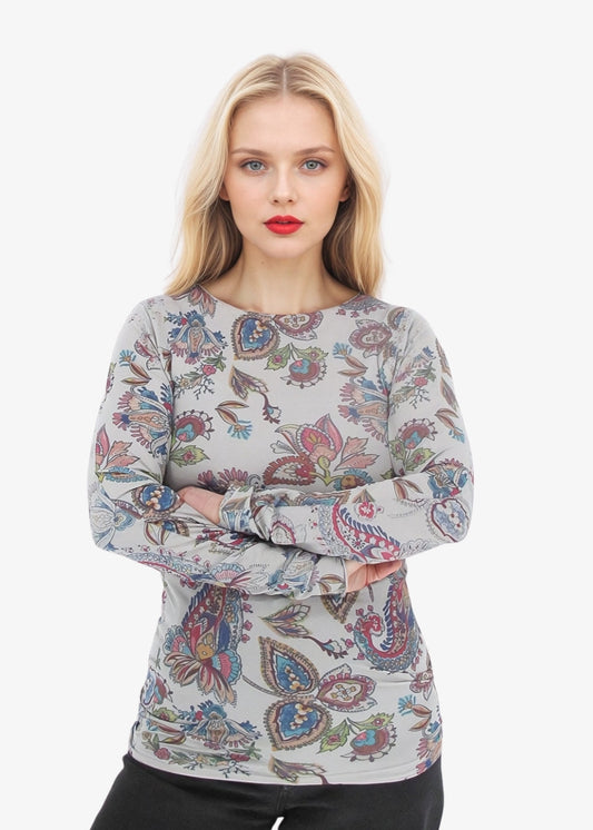 Paisley Second Skin Raw Edge Top - In Stock