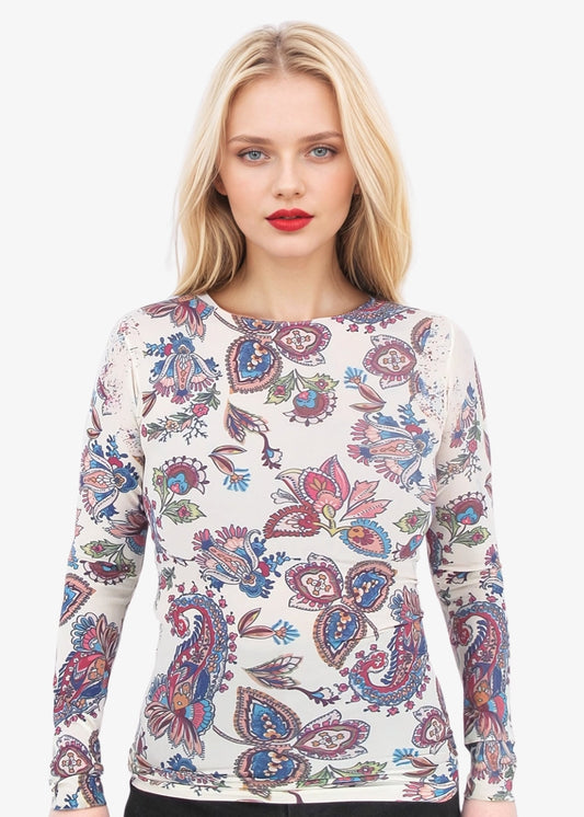 Paisley Second Skin Raw Edge Top - In Stock