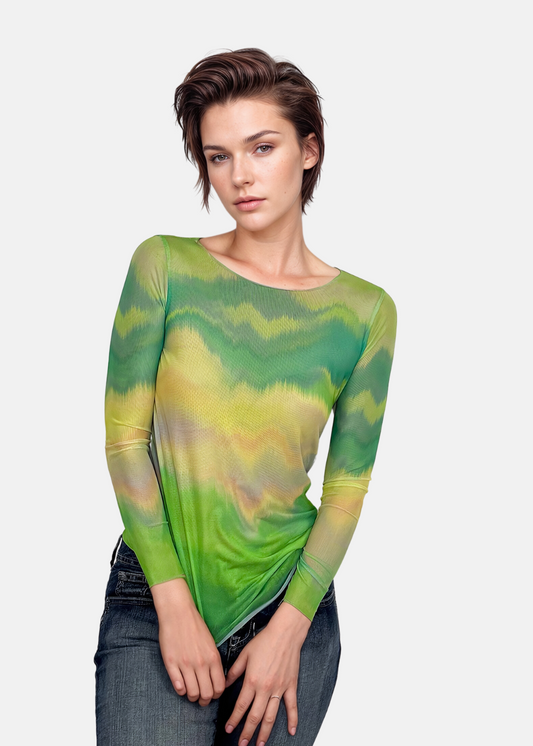 Green Pop - NudiTee Sheer Top - In Stock