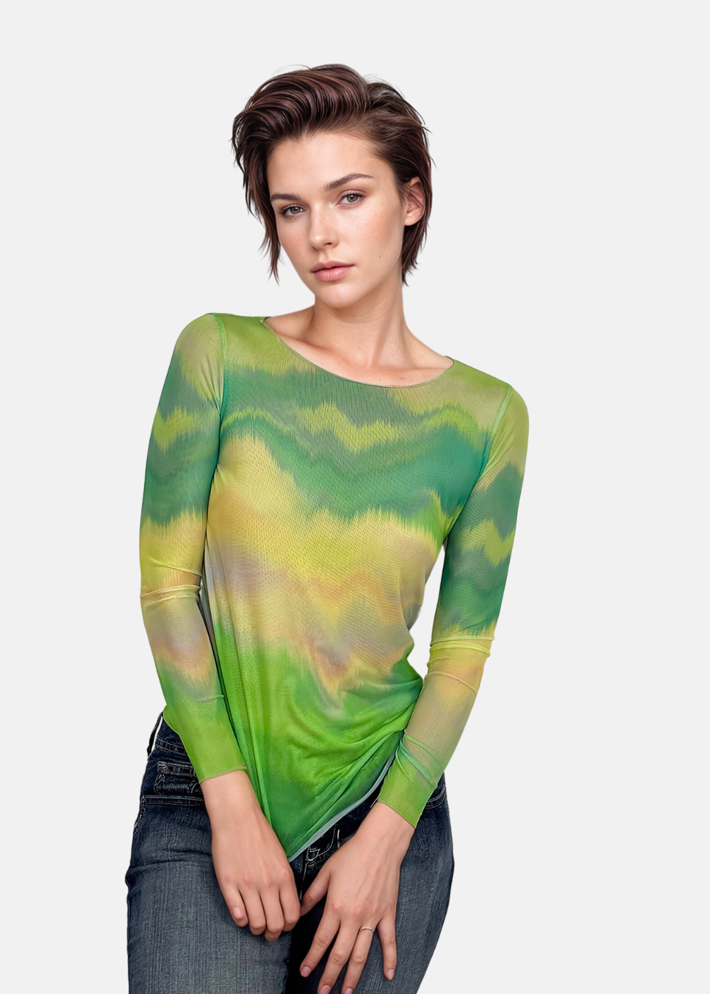 Green Pop - NudiTee Sheer Top