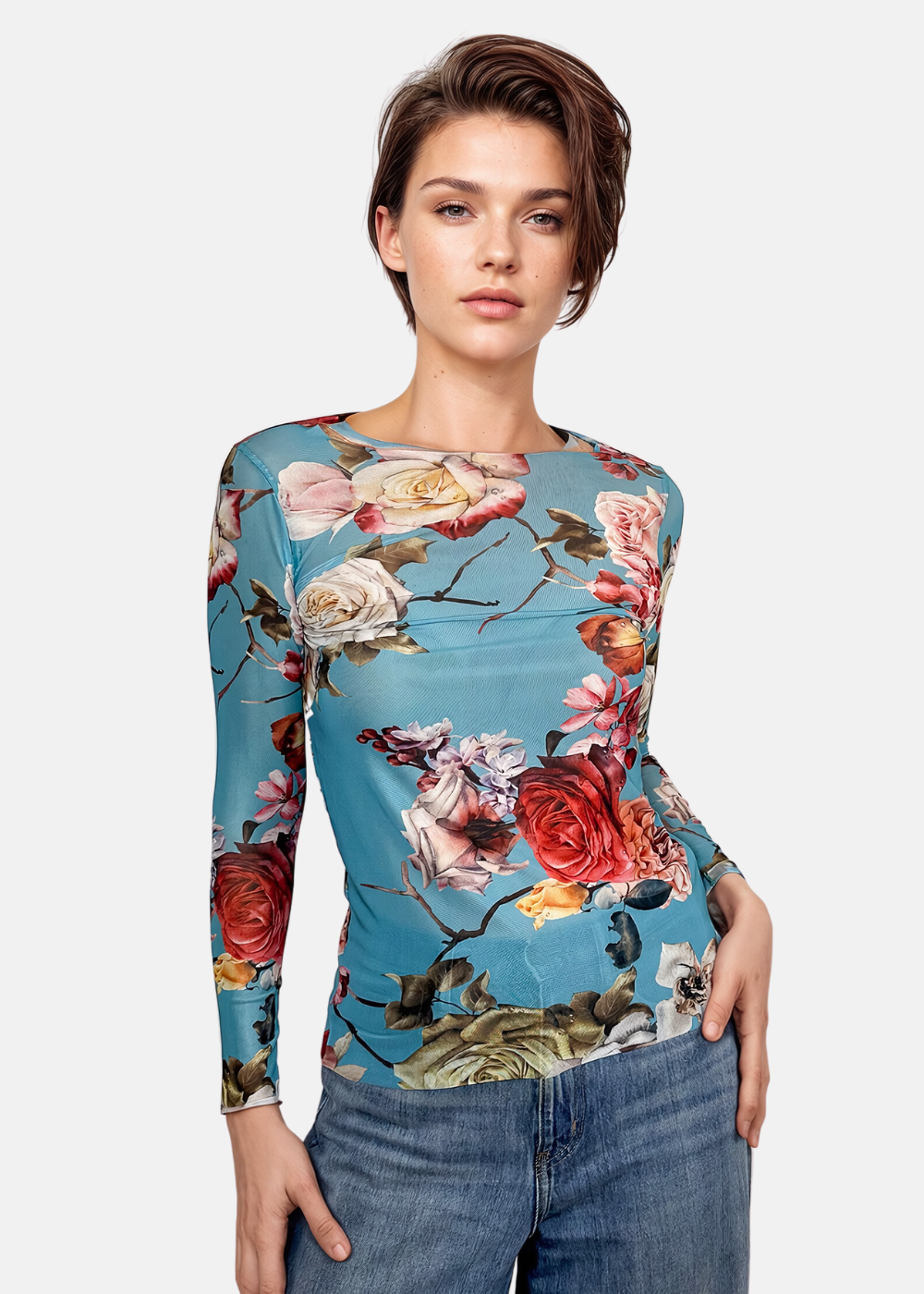Rose Chintz- NudiTee Sheer Top - In Stock