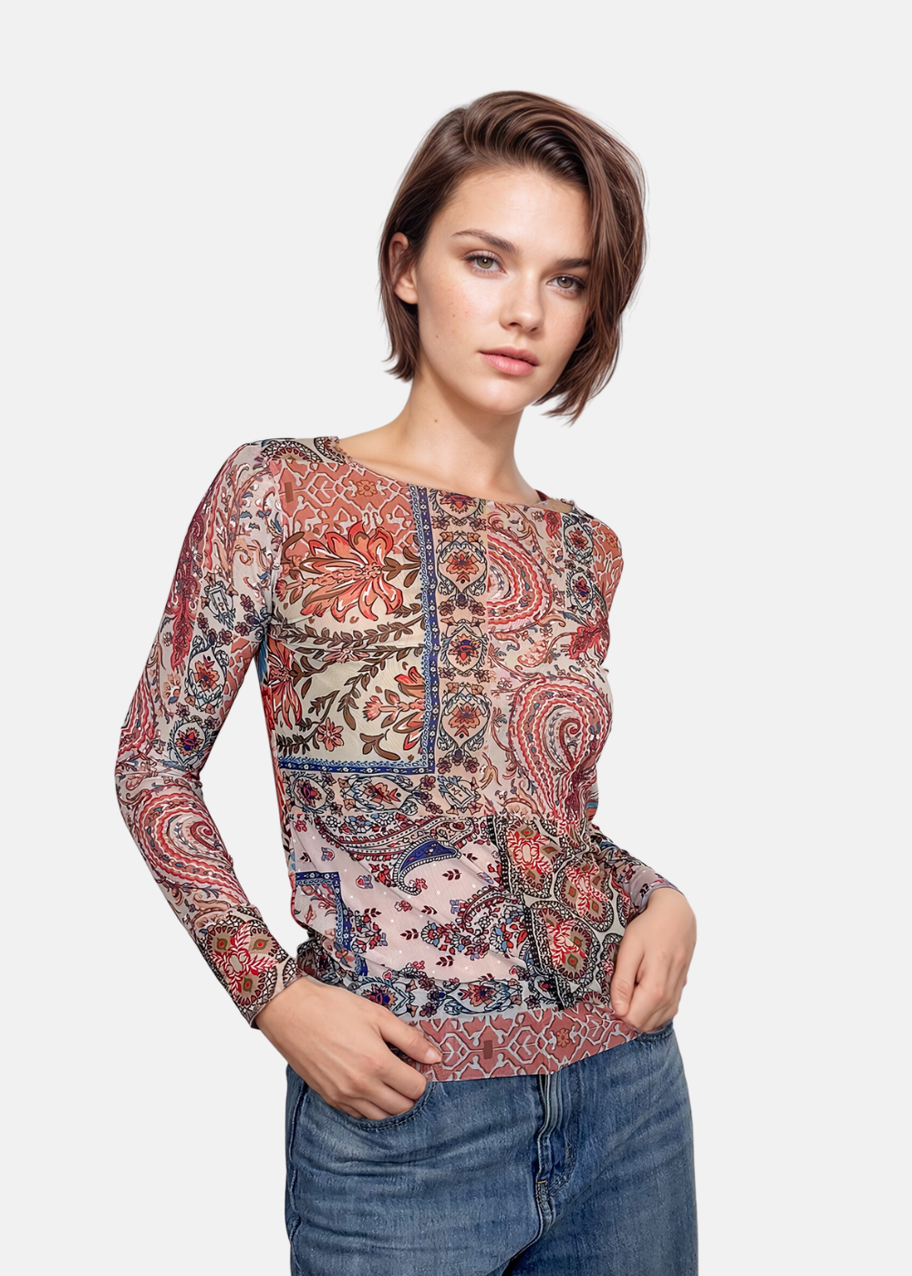 Pretty Paisley - NudiTee Sheer Top