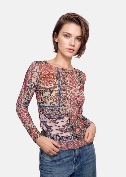 Pretty Paisley - NudiTee Sheer Top - In Stock