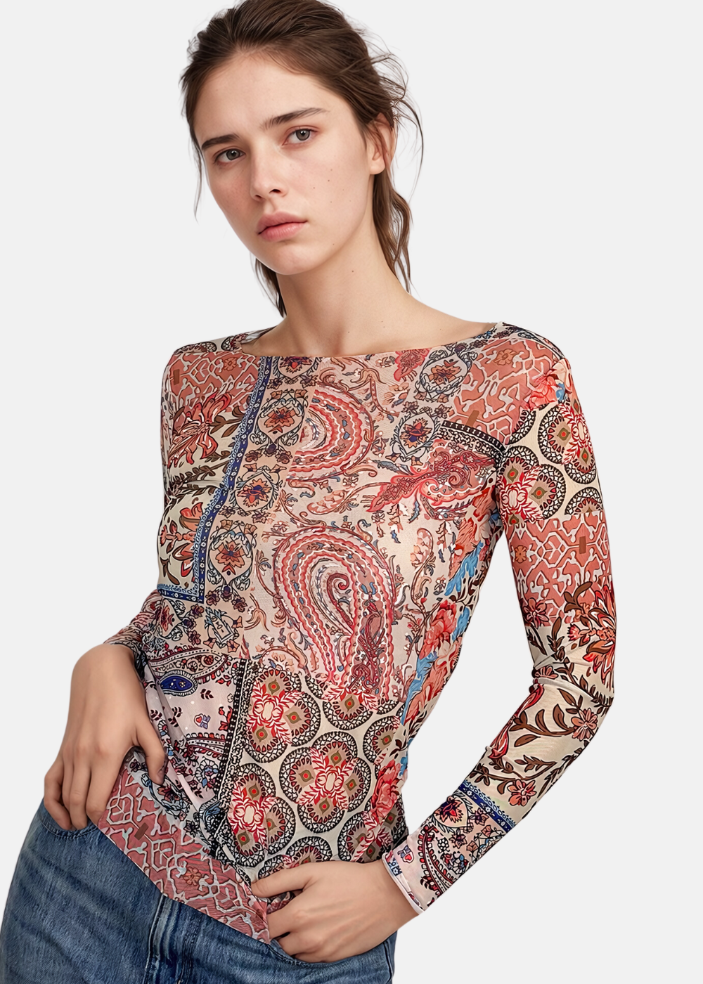 Pretty Paisley - NudiTee Sheer Top - In Stock