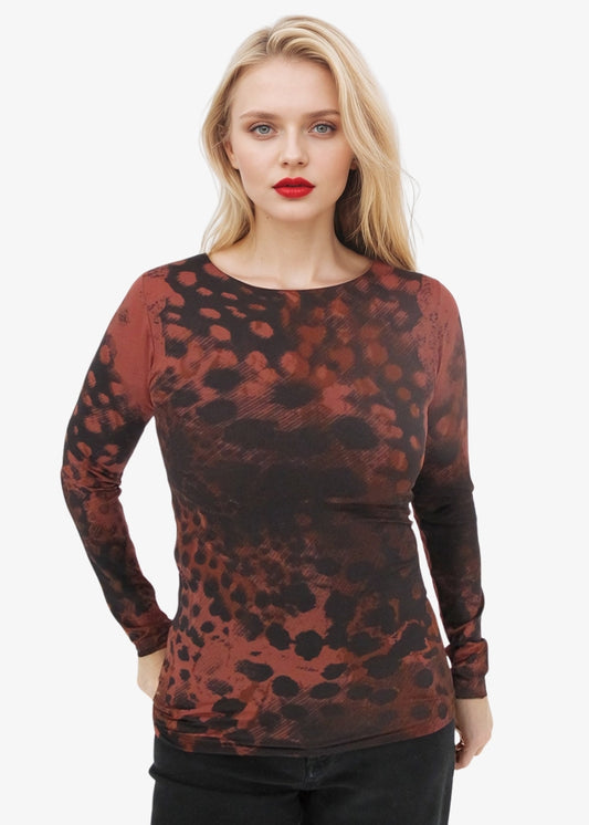 Tortoiseshell Second Skin Raw Edge Top - In Stock