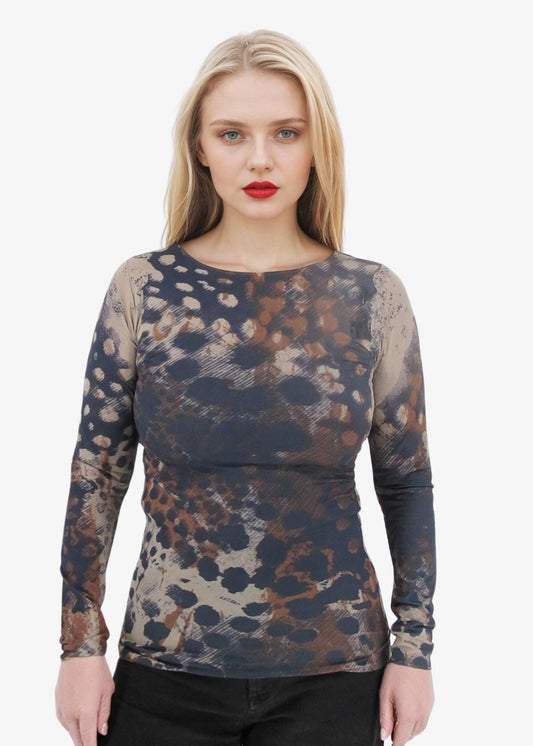 Tortoiseshell Second Skin Raw Edge Top - In Stock