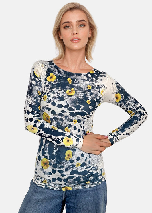 Wild Floral Second Skin Raw Edge Top