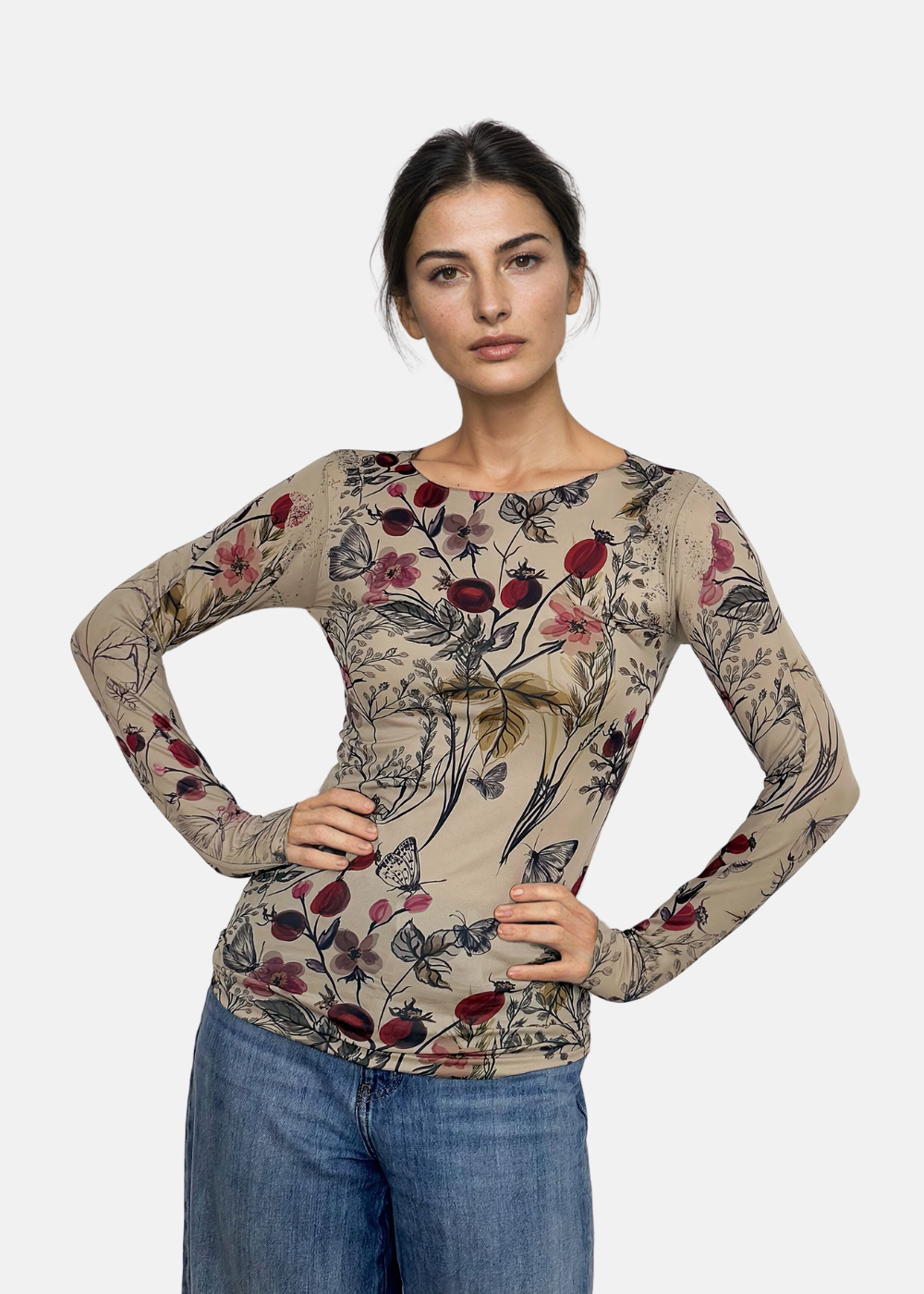 Hello Blossom Second Skin Raw Edge Top