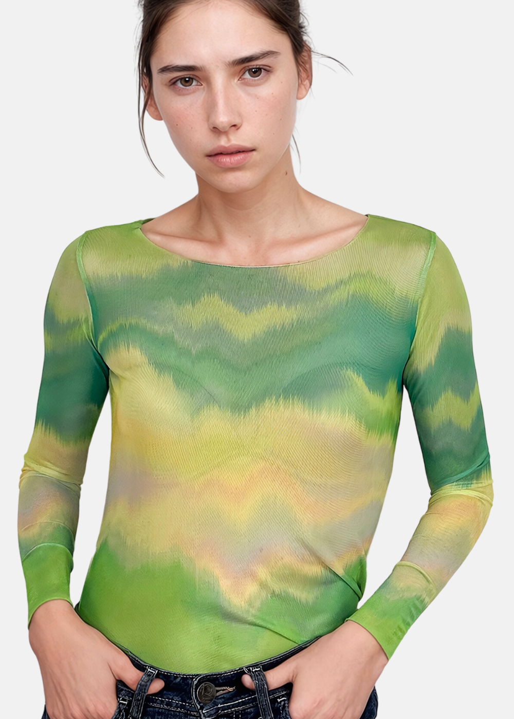 Green Pop - NudiTee Sheer Top