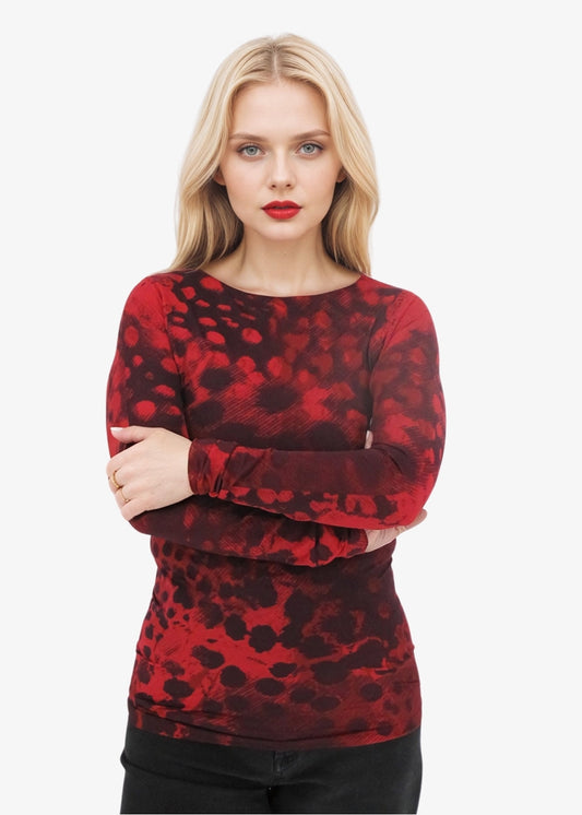 Tortoiseshell Second Skin Raw Edge Top - In Stock
