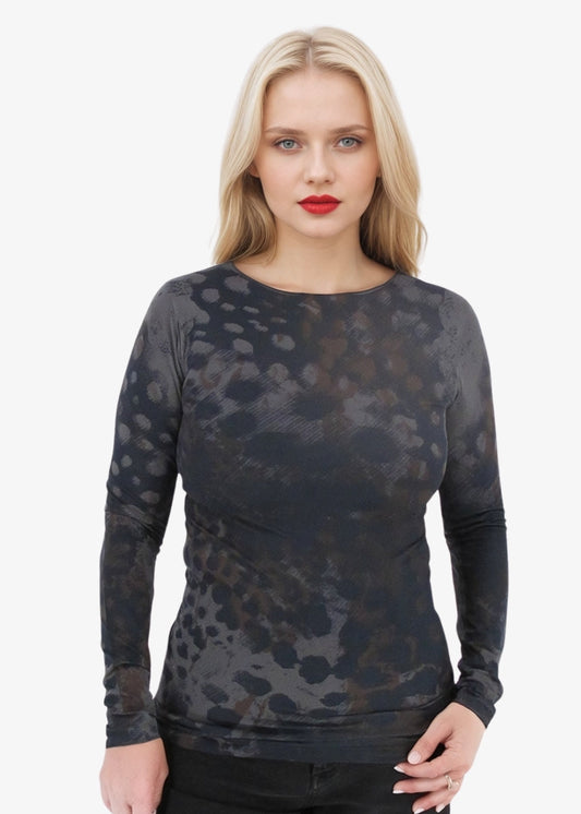 Tortoiseshell Second Skin Raw Edge Top - In Stock