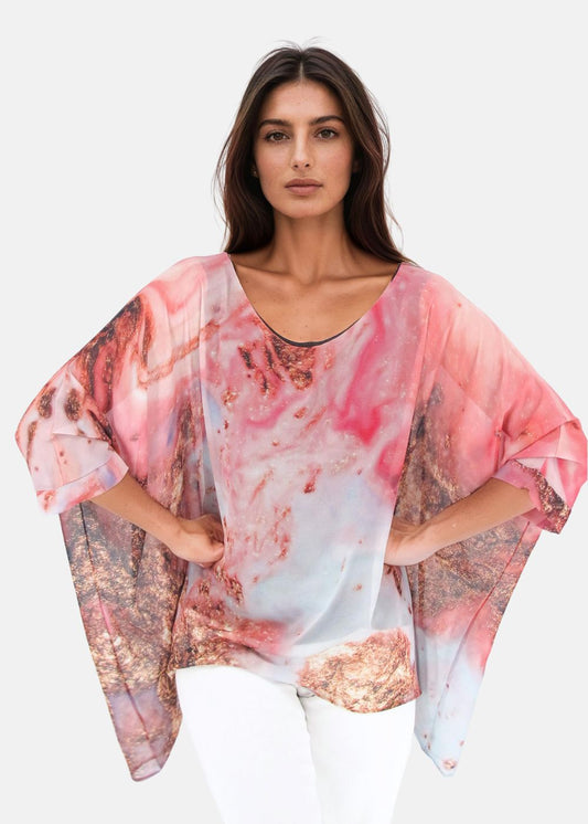 Capri Poncho in Pink Galaxy