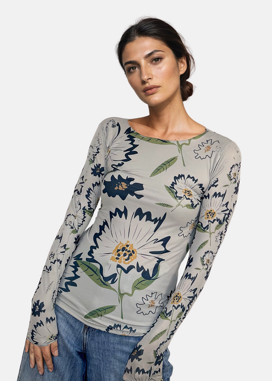 Daisies Second Skin Raw Edge Top - In Stock