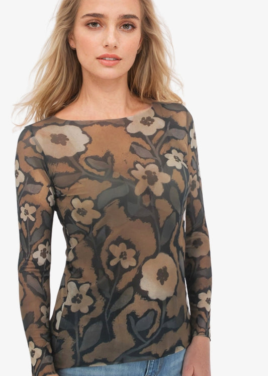 Sepia Bloom - NudiTee Sheer Top - In Stock