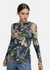 Jungle Camo Second Skin Raw Edge Top - In Stock