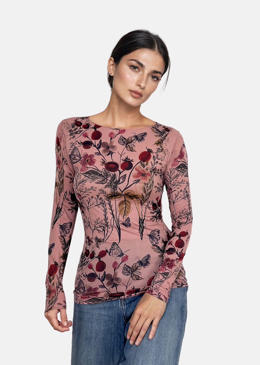 Hello Blossom Second Skin Raw Edge Top