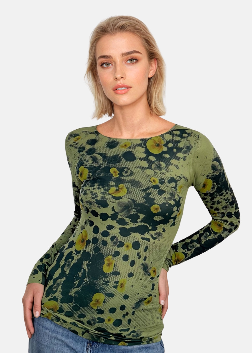 Wild Floral Second Skin Raw Edge Top