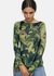 Jungle Camo Second Skin Raw Edge Top - In Stock