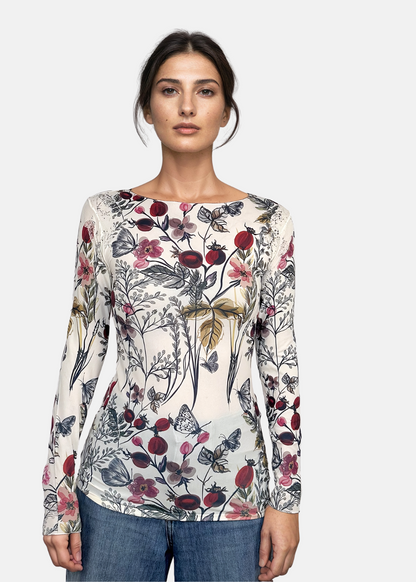 Hello Blossom Second Skin Raw Edge Top