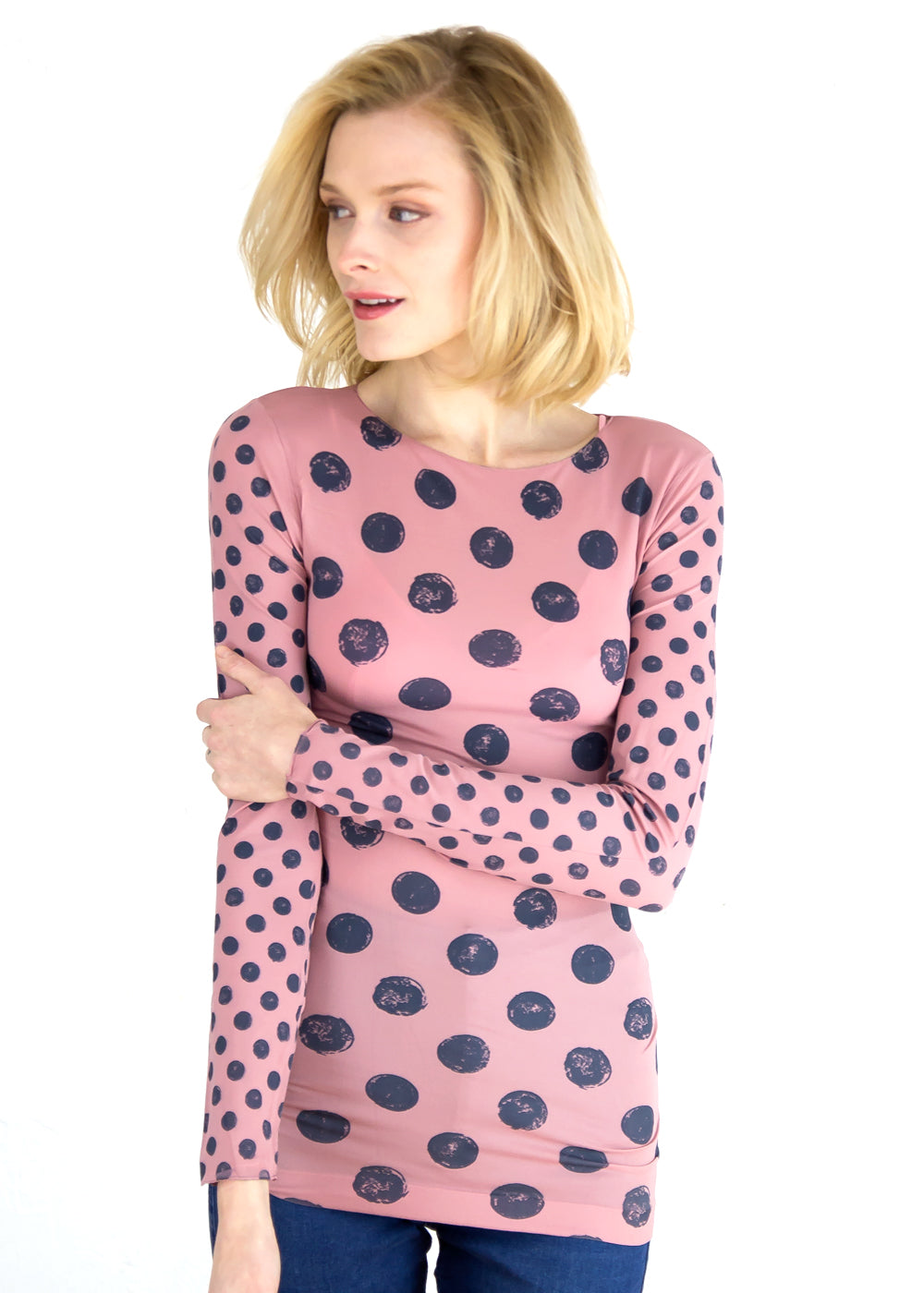 Grunge Polka Dot Raw Edge Second Skin Top  - In Stock